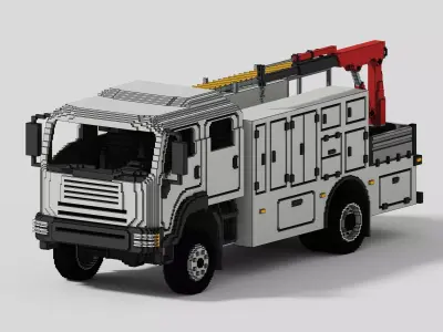 Voxel Maintenance Truck Low-poly 3D model
