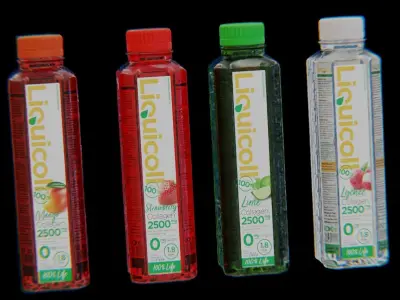 3d juice bottle mockup design and for print Low-poly 3D model