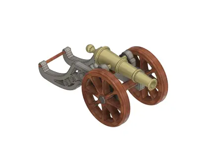 Cannon on wheels 3D print model