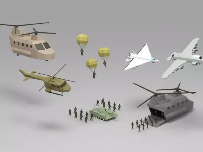 Army low poly Low-poly 3D model