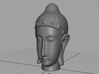 Metal Buddha head Low-poly 3D model