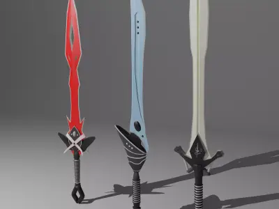 Pack - Stylized Anime Sword melee weapon game ready Low-poly 3D model