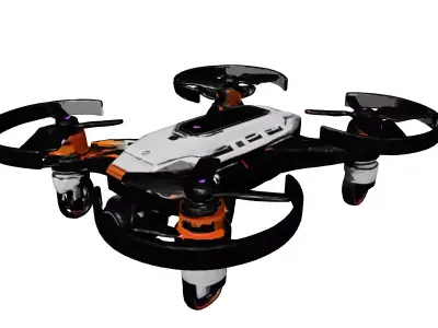 Futuristic Drone with Broken Rotors 3D model