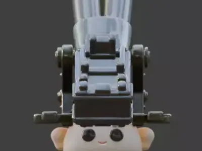 Stylized Chibi WWII Anti-Aircraft Gun Low-poly 3D model