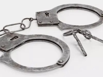 Aged Used Handcuffs with Keys - Realistic Worn Restraint Set 3D model