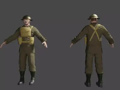 WWII British Soldier Low-poly 3D model