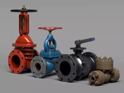 Pipeline industrial  valves Low-poly 3D model