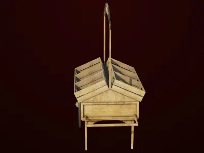 Wooden Wagon Cart07 All PBR Textures Included Low-poly 3D model