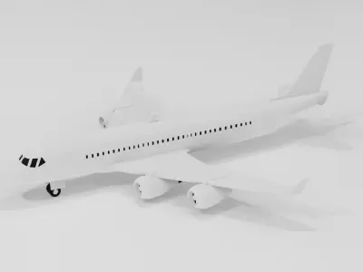Commercial Airplane 3D Model Low Poly Aircraft Free low-poly 3D model