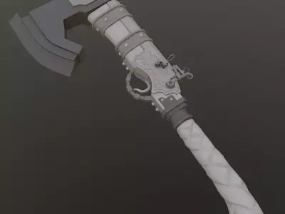 AXE GUN Low-poly 3D model