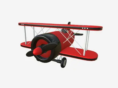 Airplane Cartoon A01 Red - Classic Aircraft Low-poly 3D model