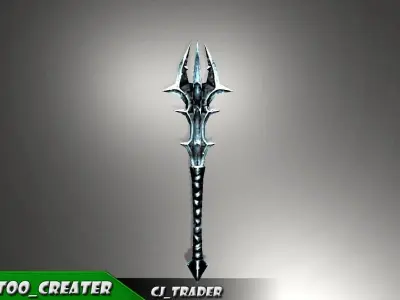 Magic Stick Mace Fantasy Low-Poly 3D Model Low-poly 3D model