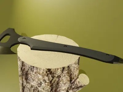 Game Ready Modern Metalic Axe Low-poly 3D model Pbr Free low-poly 3D model