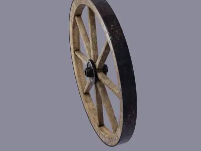 Medieval Wheel Low-poly 3D model