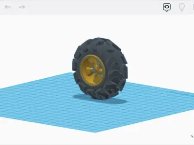 Wheel with tyre and rim Low-poly 3D model