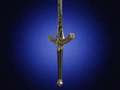 Weapon two handed fantasy longsword sword Low-poly 3D model