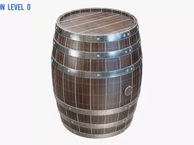 Wooden Barrel 04 3D model