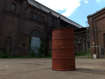 PBR Textured Low Poly Rusty Old Oil Barrel 3D Model Game Ready Free low-poly 3D model