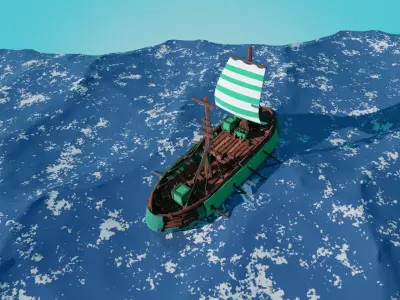 Stylized Ship-4 Low-poly 3D model