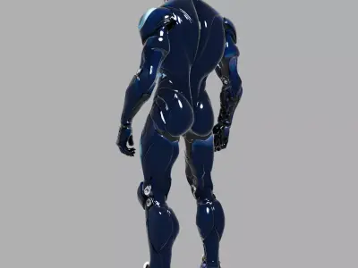 Neon Blue Cybernetic Android 3D model