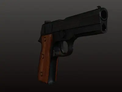 Realistic Low-Poly Pistol 3D Model Handgun with PBR Textures 3D model