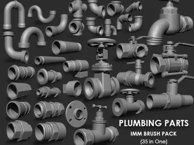 Plumbing Parts IMM Brush Pack 35 in One 3D model