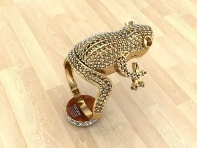 CUSTOM CREATED EMERALD FROG WRAP RING YELLOW GOLD 3D print model