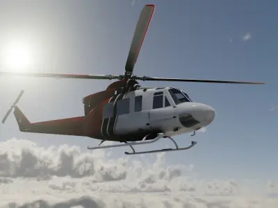 Helicopter red 3D Model Low-poly 3D model