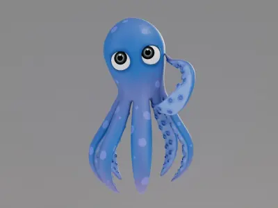 Rigged Cartoon Octopus 3D model purchase
