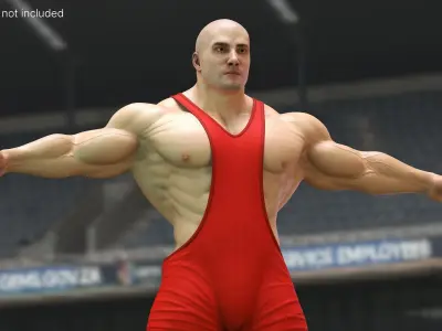 Fit Athletic Male in Red Leotard 3D model