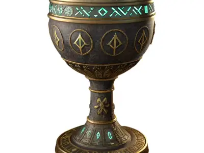 Mystic Obsidian Rune Goblet 3D print model