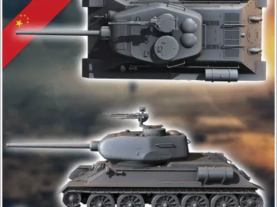 T-34-85 Type 58 Gai - Chinese Modern army Military miniatures Pe 3D print model
