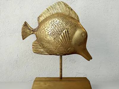 Midcentury Brass Fish on Stand 3D model