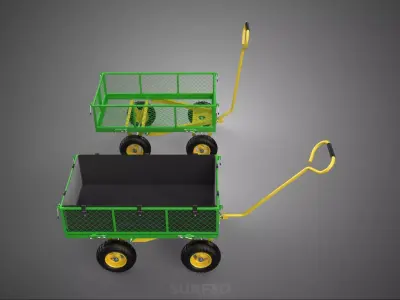 WAGON CART TROLLEY TRAILER DETACHABLE MESH CLOTH POCKET TRAY TUB 3D model