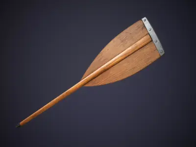 Wooden Boat Oar Low-poly 3D model