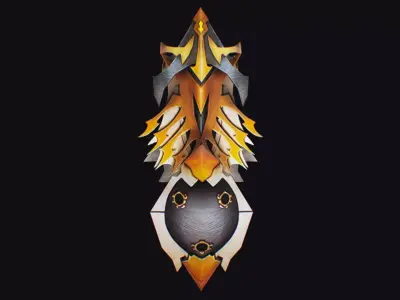 Shield Massive Great Large Heavy Armor Golden Equipment Low-poly 3D model