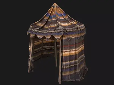 Cylindrical Nomad Tent Market Stall  Low-poly 3D model
