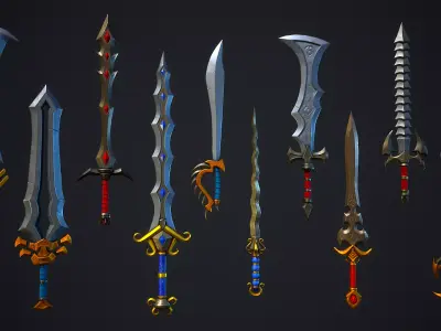 Stylized Fantasy Sword Pack Low-poly 3D model