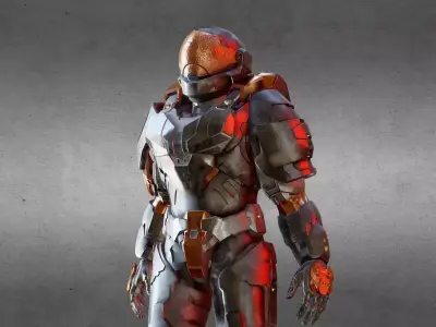Armored Character game ready Low-poly 3D model buy