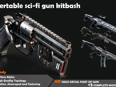 Convertable Sci-fi Kitbash Low-poly 3D model