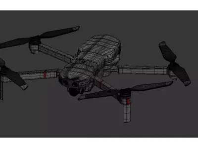 White quadcopter drone Low-poly 3D model