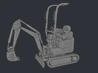 Kubota mini excavator low poly game-ready 3D model Low-poly 3D model
