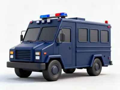 Stylized Armored Rescue Vehicle 3D Model Low-poly 3D model