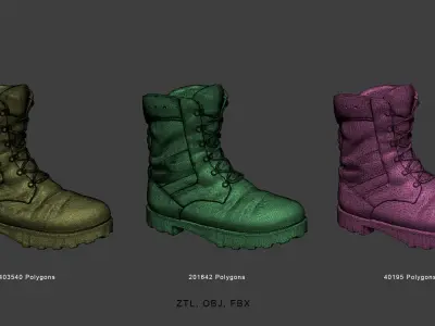 Military Boots Highpoly 3D model