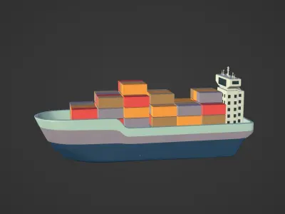 Cartoon Cargo Ship Low-poly 3D model