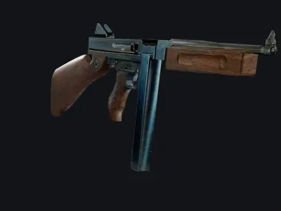 World War 2 Thompson Gun Low-poly 3D model