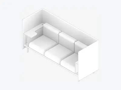 Sofa - Contemporary - Flame - - Work Shelf - Left Low-poly 3D model