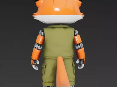 Realistic Robotic Fox in Vest 3D Model Low-poly 3D model