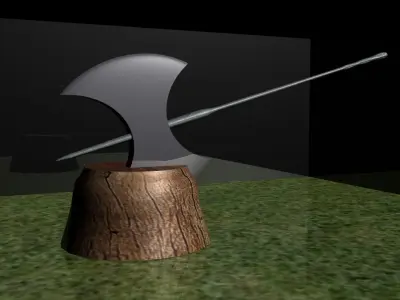 Medieval axe Low-poly 3D model 14
