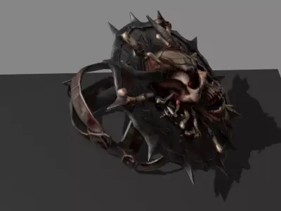 DVL3DStudio Skull Shield Dark Fantasy Low Poly Game Ready Low-poly 3D model